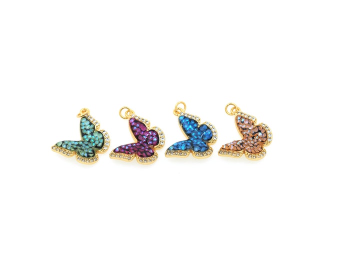 18K Gold Filled Butterfly pendant,Gold Dainty Butterfly Charms,Simple pendant Bracelet Necklace for DIY Jewelry Making Supply