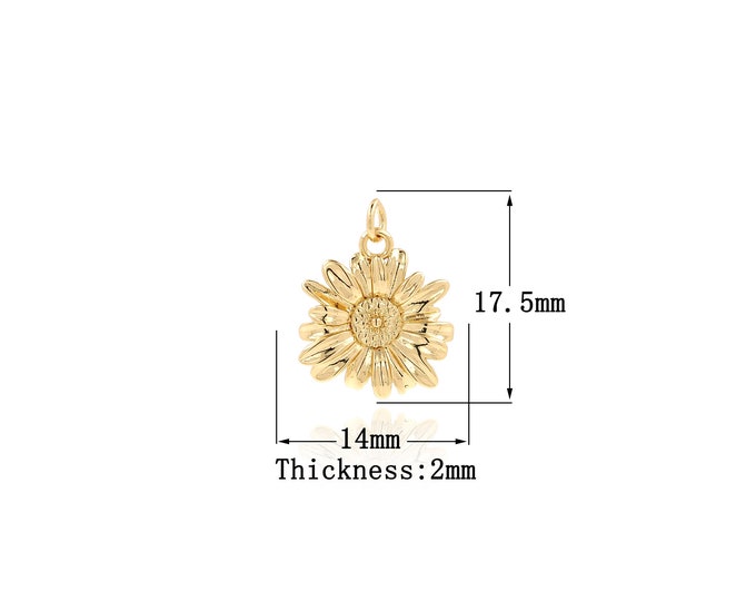 18K Gold Filled Flower Pendant, Gold Dainty Flower Charms,Simple pendant Bracelet Necklace for DIY Jewelry Making Supply