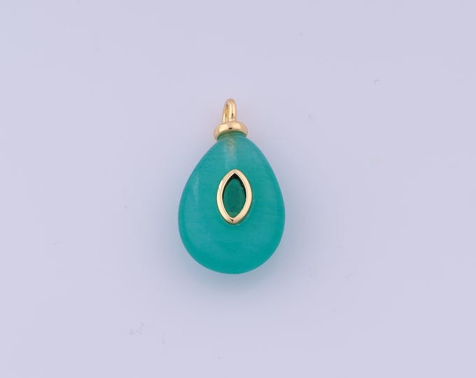 Energy Stone Pendant,18K Gold Filled Natural Stone Necklace,Stone Pendant, DIY jewelry Making Accessories,22.7x12.7x5.6mm