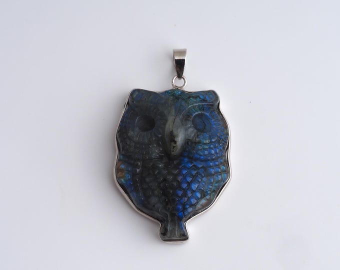 Owl Gemstone Pendant,Animal Natural Stone Charms,Crystal Gemstone Charm DIY Jewelry Making Supply,47x28.7x13mm