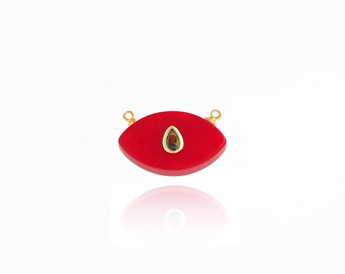 Natural Stone Pendant,18K Gold Filled Natural Stone Necklace,Evil Eye Pendant,DIY jewelry Making Accessories,14x22x5mm