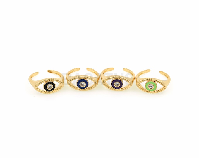 Enamel Magic Eye Ring, 18K Gold Filled Magic Eye Ring, Gold Open Ring, Adjustable Ring, Wide Ring, Daily Ring