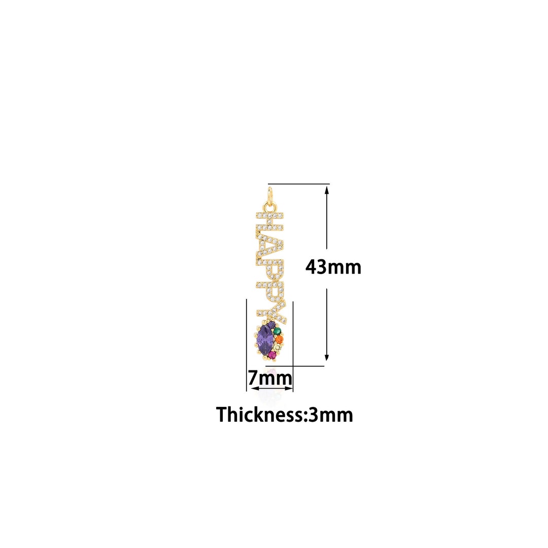 Stainless Steel English Letter Pendant Plated 18K Gold