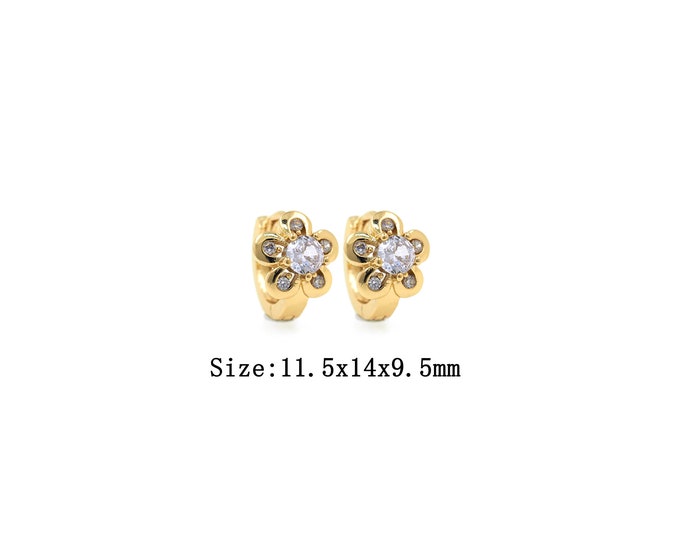 1pair 18K Gold Filling Flower Earring,Gold Dainty Round Earring,Simple Earrings,Gift for Her
