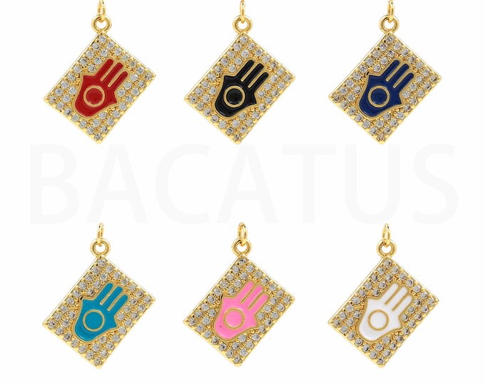 18K Gold Filled Hand Pendant,Gold Dainty CZ Hand Charms,Hand Charm Bracelet Necklace for DIY Jewelry Making Supply