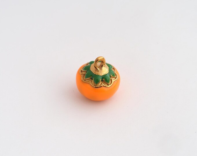 Stainless Steel Pumpkin Pendant,Enamel Pumpkin Charms,Pumpkin Charms for DIY Jewelry Making Supply,13.5x12.5x2.5mm