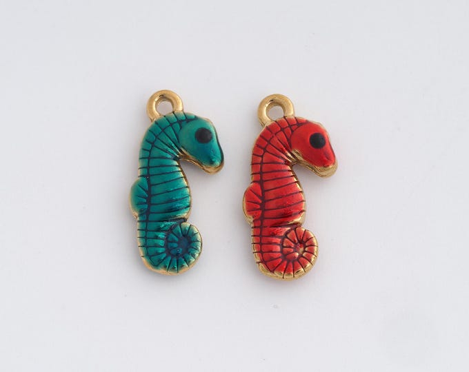 Stainless Steel Seahorse Pendant,Marine Life Charms,Enamel Seahorse Charm Bracelet Necklace for DIY Jewelry Making Supply,16.8x15.6x6mm