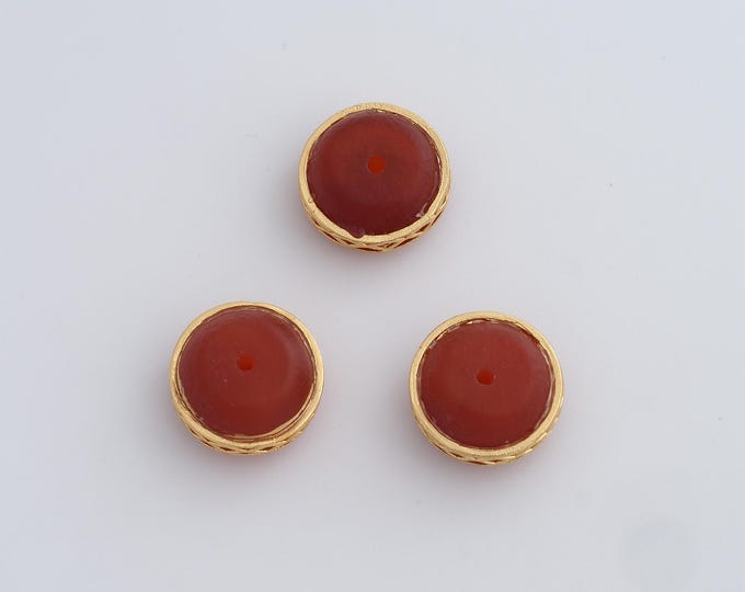 18K Gold Filled Round Spacer Beads,Gold Flat Beads, Disc Beads DIY Bracelet Necklace Earrings Jewelry Making,13.6x7.8mm