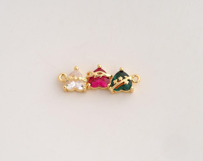 18K Gold Filled Heart Connector,Love Connector,CZ Heart Connector for Jewelry Making 23.8x8.3x4.7mm