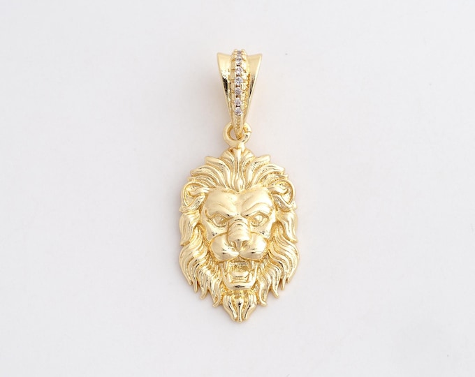 Lion Pendant Lion Pendant, 18K Gold Filled Lion Necklace,Men's Valentine's Day Gift, Lion Pendant 34.5x14.8x3.7mm