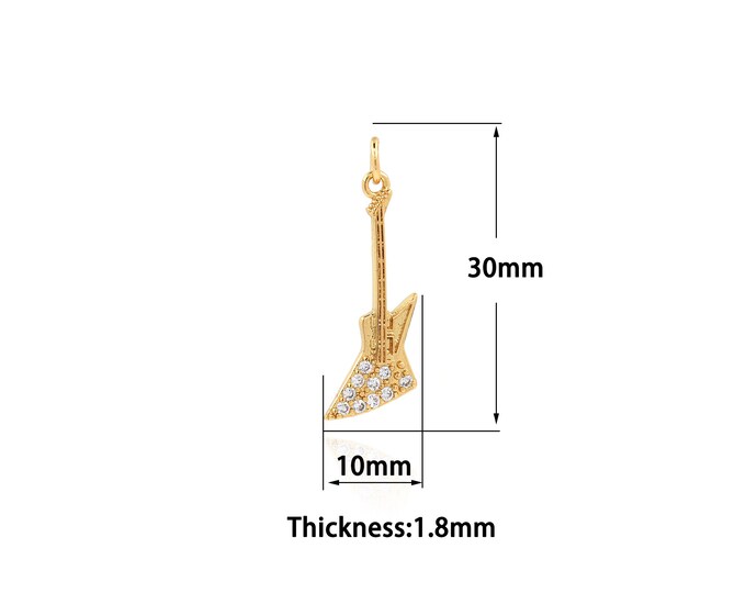 18K Gold Filled Guitar pendant,Gold Dainty Guitar Charms,Simple pendant Bracelet Necklace for DIY Jewelry Making Supply