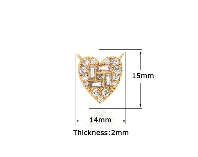 18K Gold Filled Heart pendant,Gold Dainty Heart Charms,Simple pendant Bracelet Necklace for DIY Jewelry Making Supply