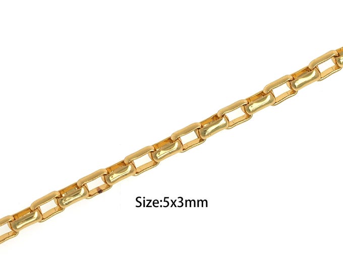 1 Meter, 18K Gold Filled Welded Chain, Paperclip Chain, Layered Chain, Semi-Finished Necklace, Bracelet And Necklace Making Accessories