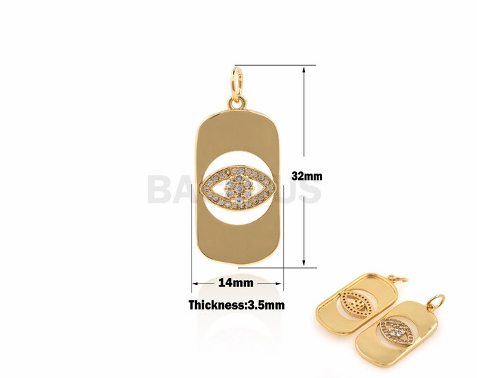 1PCS Oval Pendant Hollow Eye Jewelry Eye Charm Greek Eye Necklace DIY Jewelry Making Cubic Zirconia CZ Charm 32x14x3.5mm