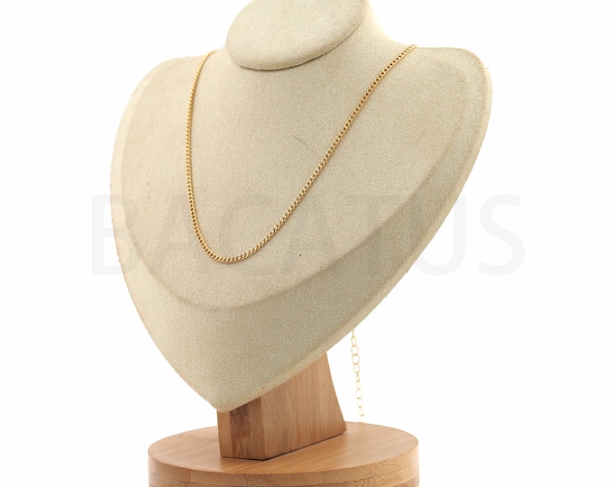 Chain Necklace,Round Necklace,18K Gold Filled Basic Necklace,Lobster Clasp Necklace,Tail Chain Necklace,DIY Jewelry Supplies,1.8x2x0.5mm