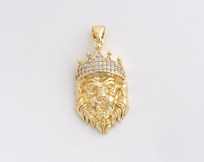 Lion Kings Pendant Lion Pendant, 18K Gold Filled Lion Necklace,Men's Valentine's Day Gift, Lion Pendant 34.3x16.3x6mm