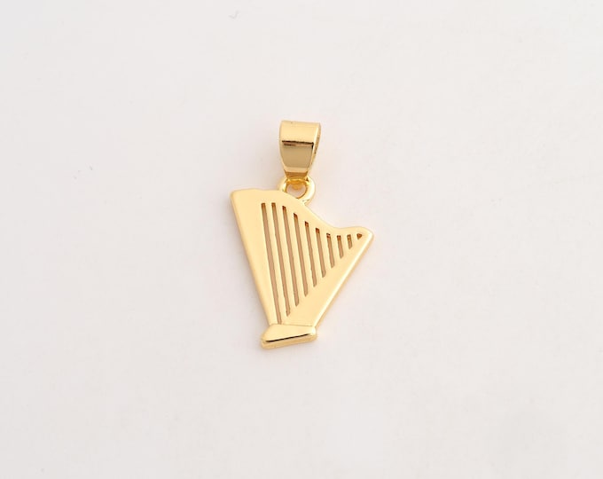 18K Gold Filled Harp Charm,Dainty Harp Pendant,Harp Pendant ,DIY Jewelry Supplies,24x14.4x1.8mm