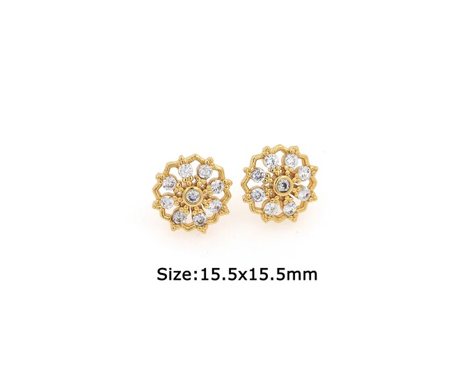 1 pair 18K Gold Filled Flower Stud Earrings,Gold Dainty Flower Stud Earrings,Simple Stud Earrings,Gift for Her