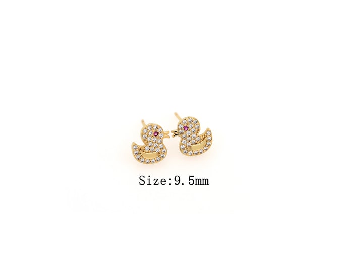 1 pair 18K Gold Filled Duck Stud Earrings,Gold Dainty Duck Stud Earrings,Simple Stud Earrings,Gift for Her