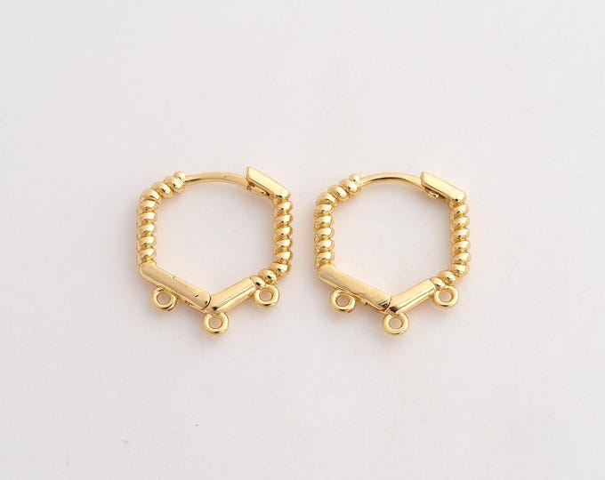 18K Gold Filled Hoop Earrings,Gold Hugging Hoop Earrings,Hexagonal Earrings,Gift for Her,16.4x15x2.2mm