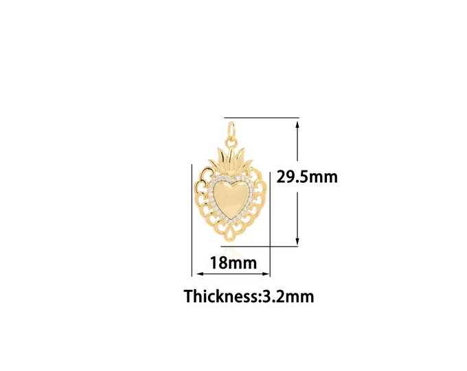 18K Gold Filled Heart Pendant,Gold Dainty Heart Pendant Charms,Simple pendant Bracelet Necklace for DIY Jewelry Making Supply