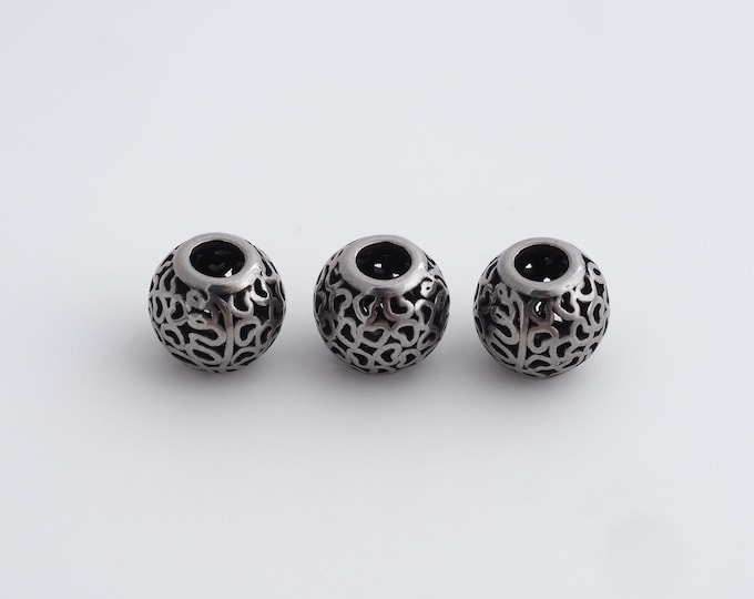 1 pcs Stainless Steel Retro Ball Spacer Beads,Silver Round Beads,Ball Beads DIY Bracelet Necklace Earrings Jewelry Making,9.7x8.6mm
