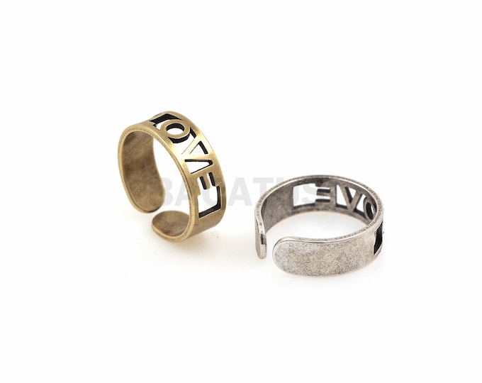 1PCS LOVE Hollow Ring Men's Minimalist Bracelet Wedding Jewelry 18K Gold Filling Wide Ring
