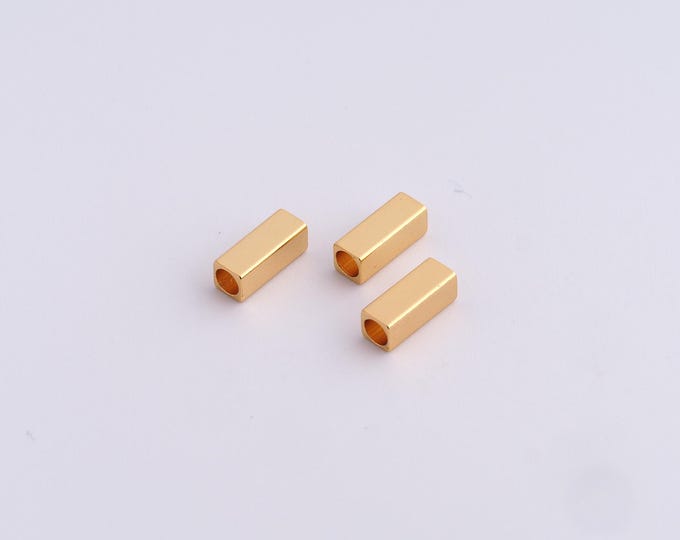 10 pcs 18K Gold Filled Square Spacer Beads,Gold Tube Beads, Square Beads DIY Bracelet Necklace Earrings Jewelry Making,8x3mm
