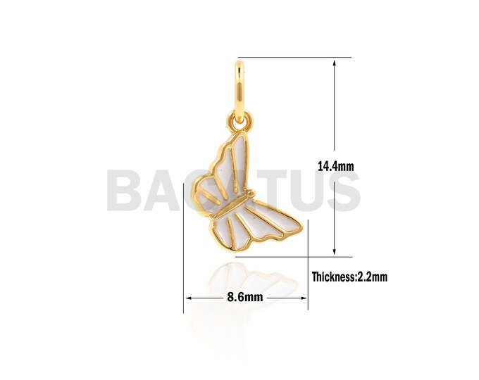 1PCS Enamel Butterfly Pendant, Enamel Charm, Animal Charm, Butterfly Charm, Butterfly Necklace  14.4x8.6x2.2mm