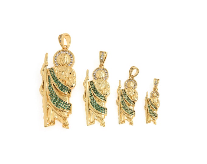 18K Gold Filled Saint Jude Pendant,Gold Dainty St.Juda Charms,Religion Charm Bracelet Necklace for DIY Jewelry Making Supply,