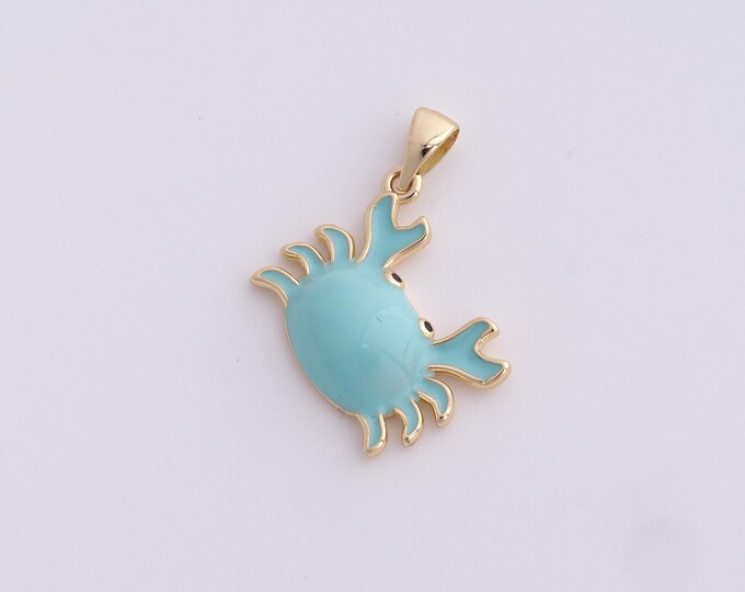 Crab Pendant,18K Gold Filled Marine Life Necklace,Enamel Crab Pendant, DIY jewelry Making Accessories,28.6x21.4x4.4mm