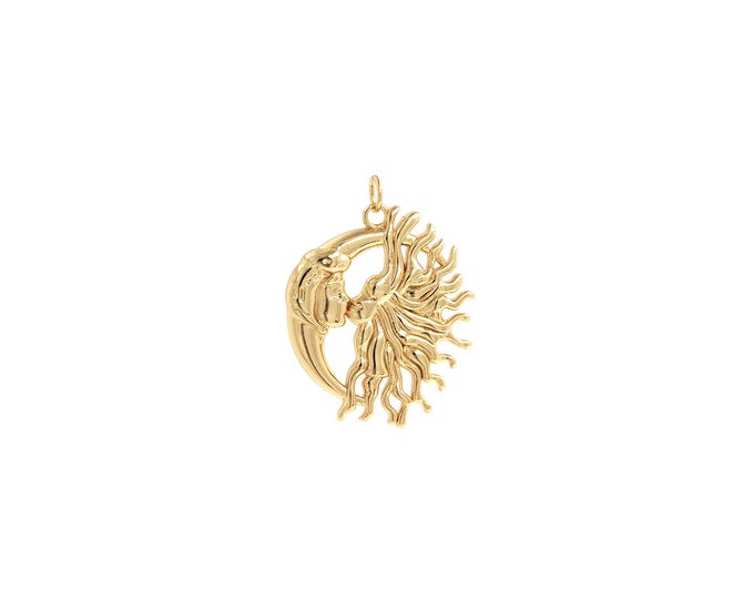 Moon Pendant,18K Gold Filled Sun Necklace, Celestial Pendant, DIY jewelry Making Accessories,34x25.5x2.5mm