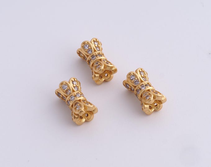 18K Gold Filled Flower Spacer Beads,Gold Tube Beads, Flower Beads DIY Bracelet Necklace Earrings Jewelry Making,10x6mm