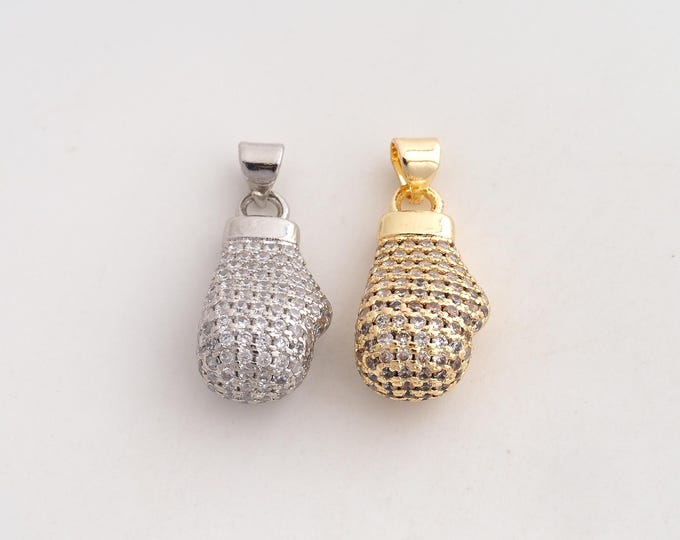 18K Gold Filled Boxing Glove Charm,Dainty Boxing Pendant,CZ Glove Pendant ,DIY Jewelry Supplies,26.6x12x9.6mm