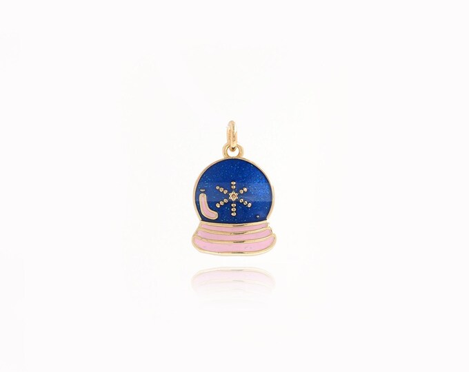 Crystal Ball Charms,Enamel Pendant 18K Gold Filled Crystal Ball Pendant,DIY Jewelry Making Supply,17x11x2mm
