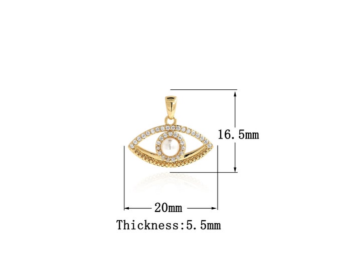 18K Gold Filled Devil Eye Pendant,Gold Dainty Eye Charms,Simple pendant Bracelet Necklace for DIY Jewelry Making Supply