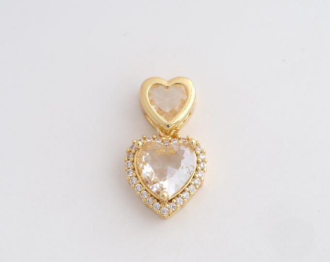 18K Gold Filled LOVE Pendant,Gold Heart Pendant,Heart Charm Bracelet Necklace for DIY Jewelry Making Supply,25x14x7mm