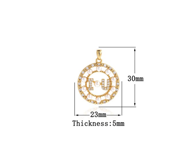 18K Gold Filled Round Pendant,Gold Dainty Round Charms,Simple pendant Bracelet Necklace for DIY Jewelry Making Supply
