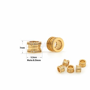 1Pcs High-Quality 18k Gold-Plated Cylindrical Beads, Necklace Beads, Bracelet Necklace Discovery, 18k Gasket Large Hole Beads CZ Charm