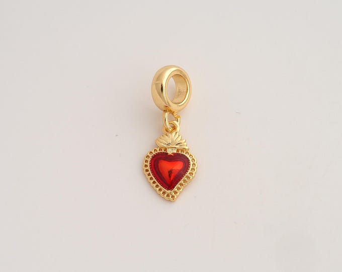 18K Gold Filled Heart Charm,Dainty Enamel Love Pendant,Heart Pendant ,DIY Jewelry Supplies,24x9.2x2.4mm