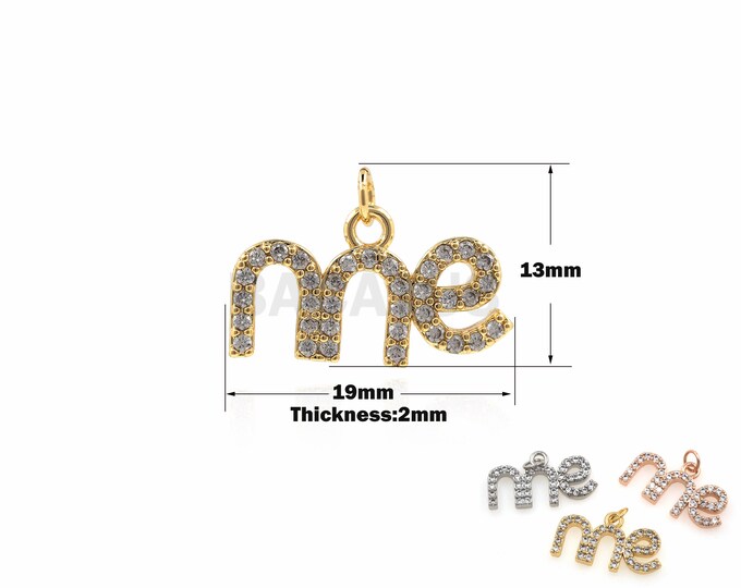 1PCS English Word Pendant My Necklace My Pendant My Charm 18k Gold Plated English Writing Necklace Cubic Zirconia 13x19x2mm