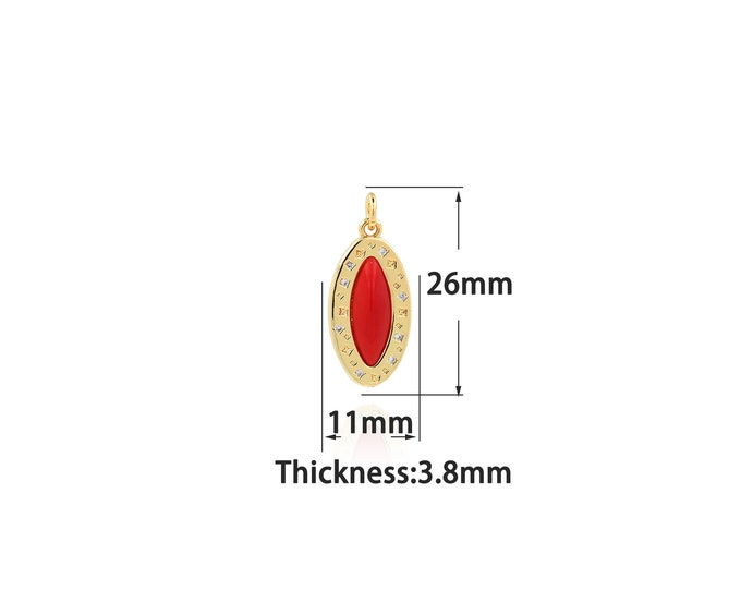 18K Gold Filled Oval Pendant,Gold Dainty Oval Charms,Simple pendant Bracelet Necklace for DIY Jewelry Making Supply