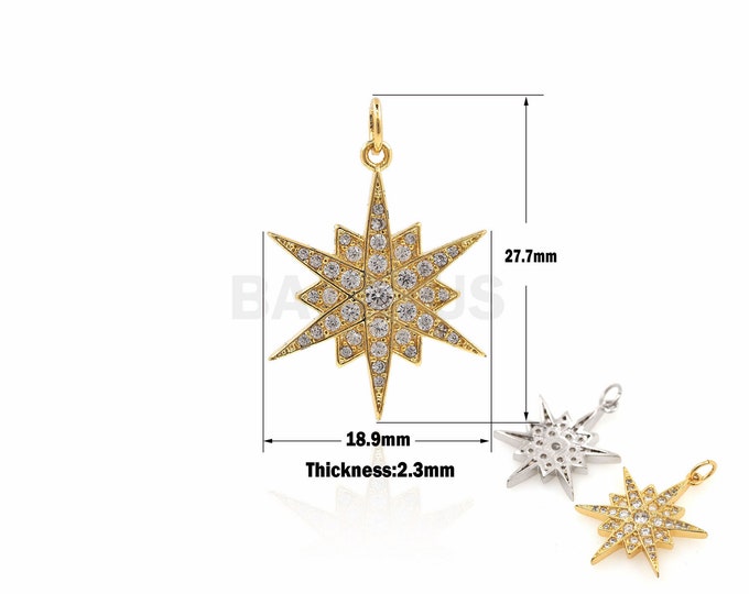 1PCS Polaris Charm, Star Pendant, Gold-Plated Polaris Necklace, Polaris Charm, Suitable For Jewelry Making Supplies 27.7x18.9x2.3mm