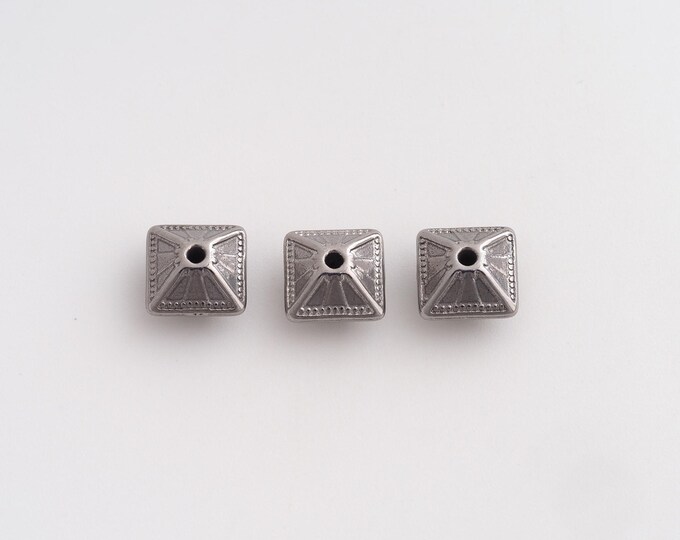 5 pcs Stainless Steel Square Spacer Beads,Steel Tube Beads, Square Beads DIY Bracelet Necklace Earrings Jewelry Making