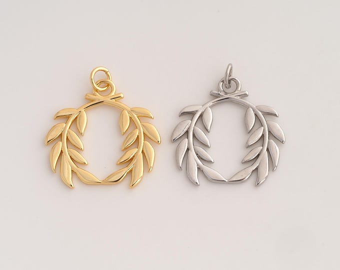 18K Gold Filled Wreath Charm,Dainty Wreath Pendant,Wreath Pendant ,DIY Jewelry Supplies,26.4x23.4x1.5mm