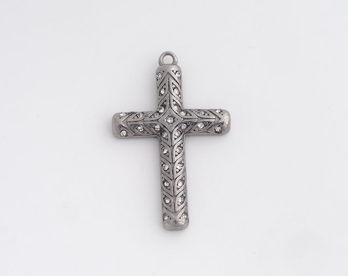 Stainless Steel Retro Cross Pendant,Religion Charms,Religion Charm Bracelet Necklace for DIY Jewelry Making Supply,33.6x21.8x3.5mm