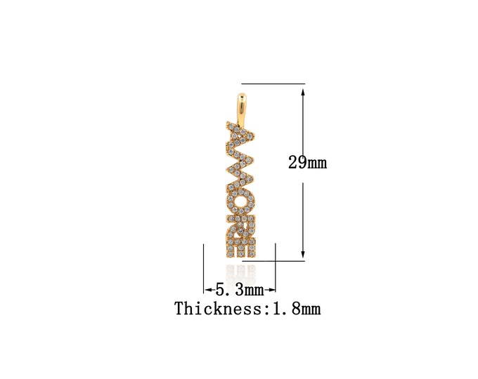 18K Gold Filled AMORE pendant,Gold Dainty long Charms,AMORE Charm Bracelet Necklace for DIY Jewelry Making Supply