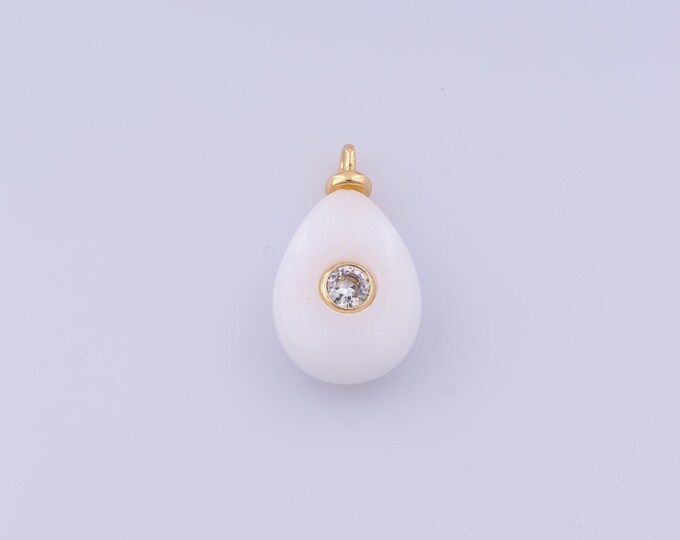 Energy Stone Pendant,18K Gold Filled Natural Stone Necklace,White Jade Pendant, DIY jewelry Making Accessories,22.8x12.8x5.7mm