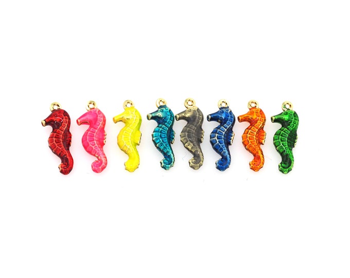 18K Gold Filled Seahorse pendant,Gold Dainty Seahorse Charms,Simple pendant Bracelet Necklace for DIY Jewelry Making Supply