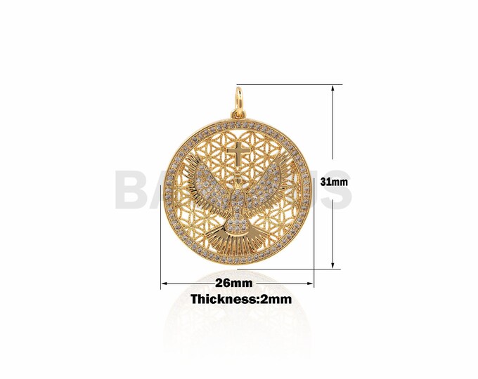 1PCS Gold American Eagle Pendant, bird charm,christian charms,christian jewelry 31×26×2mm